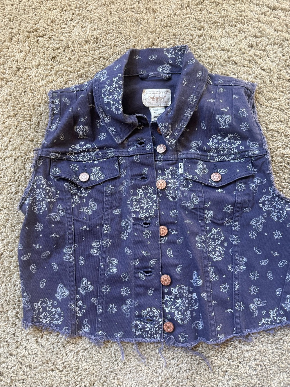 Levi's women’s' Navy Paisley Denim Vest